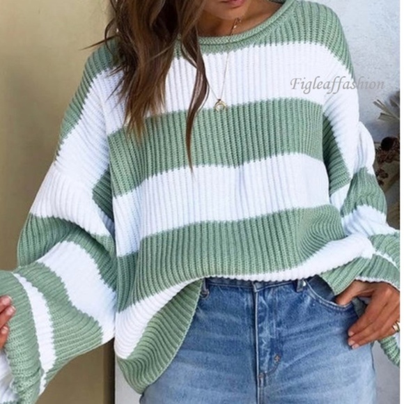 Boutique Super Cozy Stripe Slouchy Sweater - Picture 6 of 7